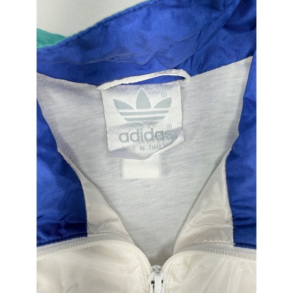 Vintage Adidas ATP Line Windbreaker Jacket Mens White Blue Teal Colorblock 90s L - Picture 4 of 7